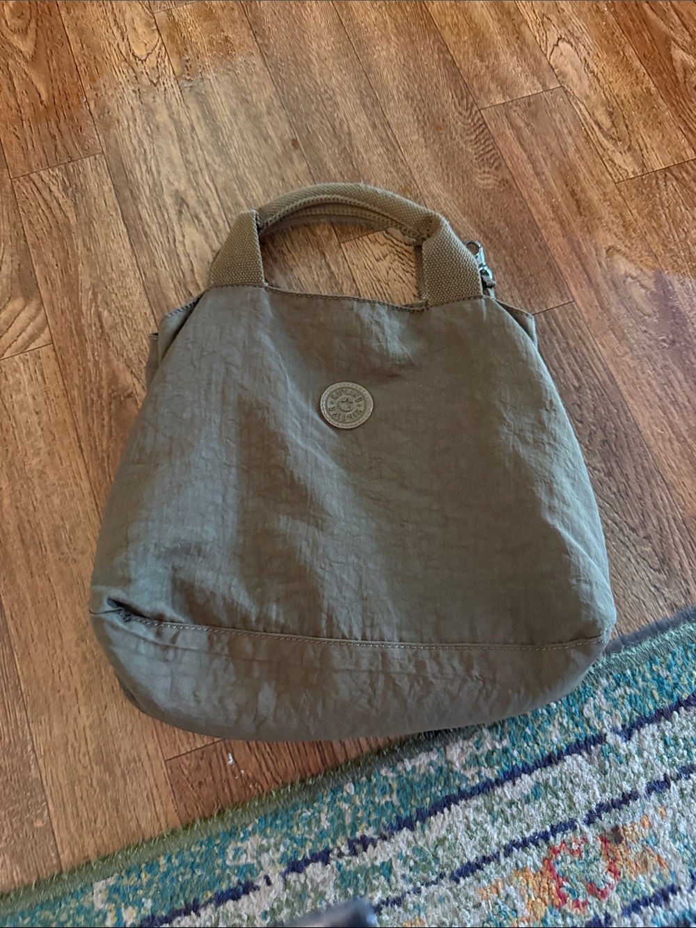 Olive Green Casual Tote Bag with Top Handles Kipling